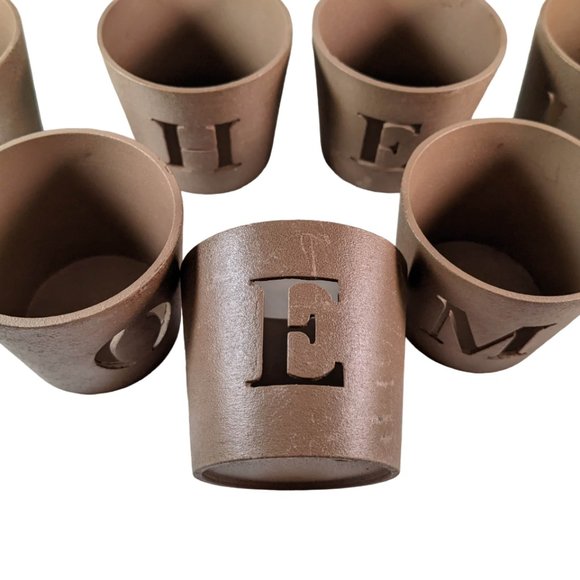 Country Home Décor Votive Tea Light Lettered Candle Holders | Set of 8 | - Picture 5 of 6